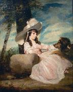 Sir Joshua Reynolds Portrait of Miss Anna Ward with Her Dog oil painting reproduction